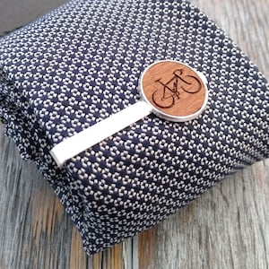 Bicycle Tie Clip: Engraved Walnut Wood Tie Bar