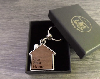 Personalised Our First Home Design Keyring, Custom Keychain, Housewarming New Home Gift