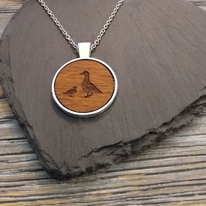 Ducks Necklace, Wooden Pendant, 5th Anniversary Wedding Present, Wood Gift for her