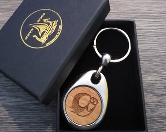 Personalised Otter Keyring, Custom Keychain