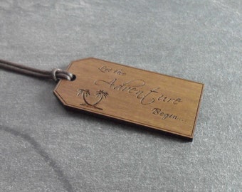 Personalised Wooden Luggage Tag, Custom Engraved Message