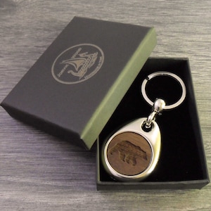 Porte-clés personnalisé ours, porte-clés personnalisé, porte-clés en bois avec message gravé, petite idée cadeau d'anniversaire fait main avec boîte