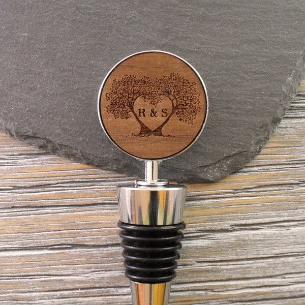 Personalised Wine Bottle Stopper, Custom Engraved Initials