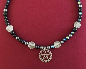 Pentacle Moon Phase Necklace Pagan Wiccan
