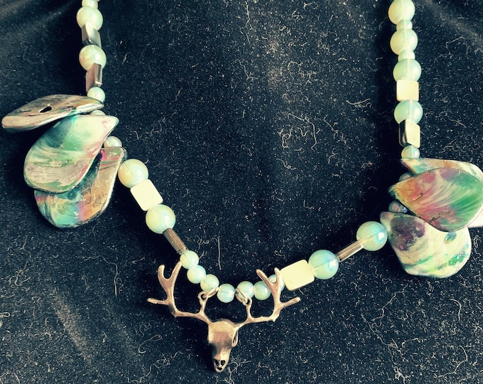 Deer/Stag Pagan Wiccan Necklace Shell Abalone Shell