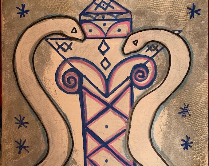 Papa Damballah Papa Danbala Painting Voodoo Real Snake Skin Vodou