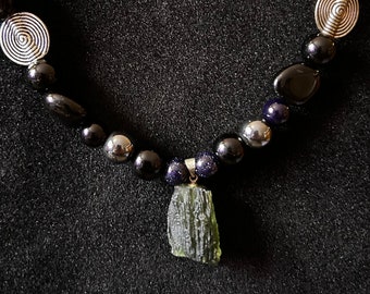 Moldavite Obsidian Necklace Witch Wiccan Pagan