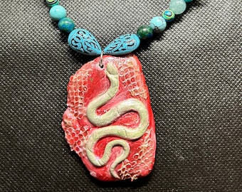Shed Snake Skin Snake Vertebrae Gemstone Necklace Wicca Witch Goddess