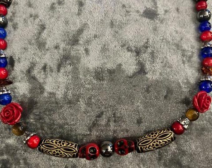 Santa Muerta Necklace Gemstones