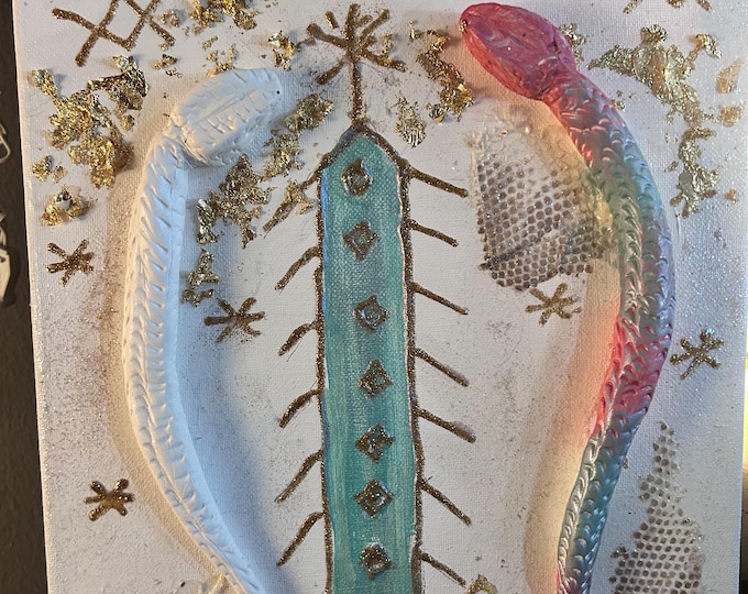 Damballah and Ayida Wedo sculpted painting Vodou Voodoo Snake