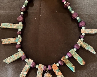 Jade & Labradorite Skull Statement Necklace