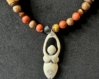 Bamboo Bone Goddess Necklace Wicca Wiccan