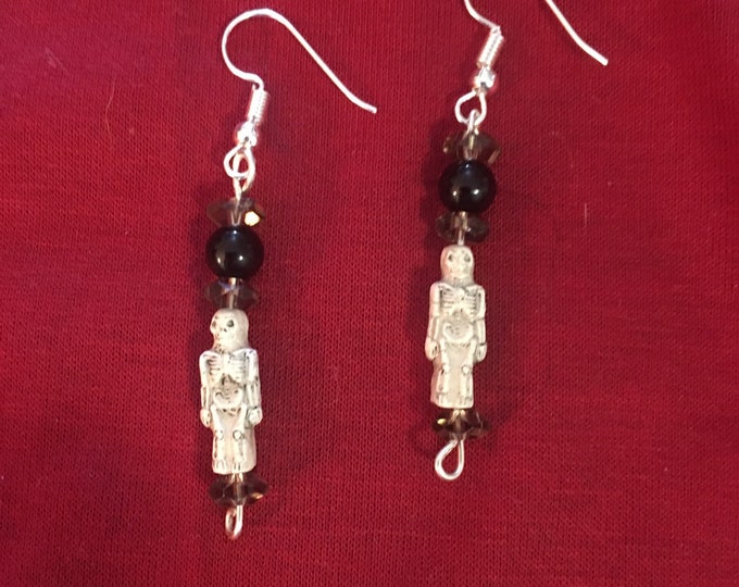 Skeleton Obsidian Earrings
