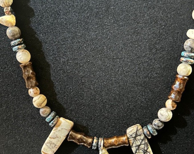 Primal Buffalo and Coyote Bone  Necklace