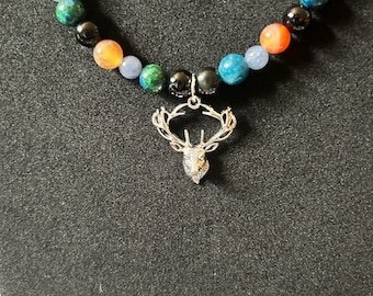 Stag Gemstone Necklace Wicca Wiccan