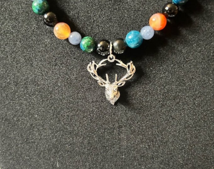 Stag Gemstone Necklace Wicca Wiccan