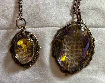 Python Skin and Blue Lotus  Protection Necklace