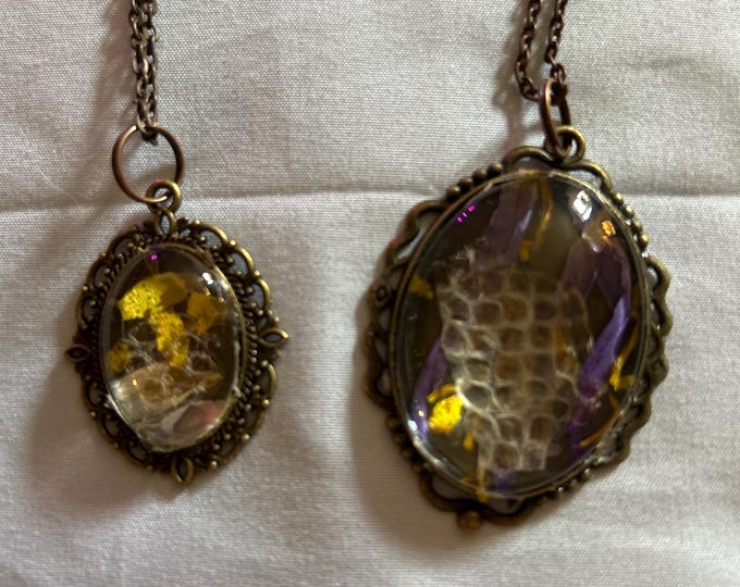 Python Skin and Blue Lotus  Protection Necklace