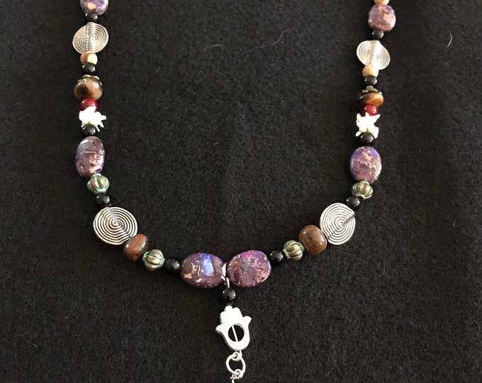 HAMSA Rattlesnake bone Hematite Tigers Eye
