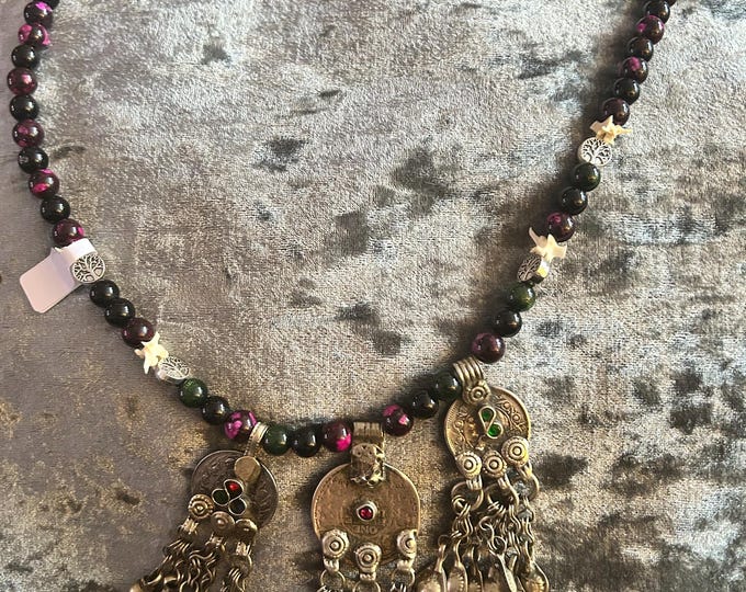 Coin Rattlesnake Vertebrae Gemstone Necklace