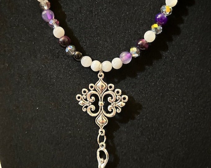 Moonlight Goddess Necklace Amethyst Moonstone Selenite Wicca