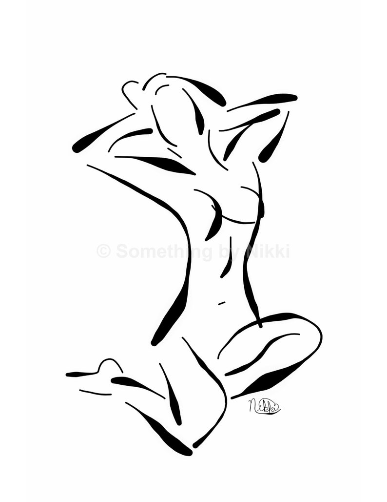 Abstract nude drawing instant download black and white contemporary 2 sizes poster minimalism nude female figure drawing