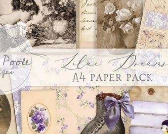 Lilac Dreams Ephemera A4 Paper Pack - Junk Journal Printables (Digital Download)