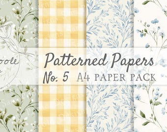 No. 5 Patterned Papers Printables A4 Paper Pack - Junk Journal (Digital Download) Spring Easter Crafts