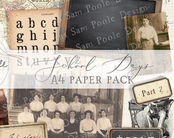 PART 2 School Days – Vintage A4 Journaling Printables (Digital Download)