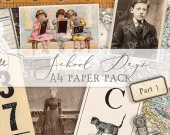 PART 1 School Days – Vintage A4 Journaling Printables (Digital Download)