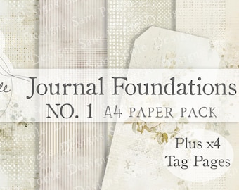 No. 1 Journal Foundations Vintage Ephemera A4 Paper Pack - Junk Journal Printables (Digital Download)