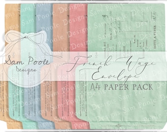 French Wage Envelopes - Junk Journal - Digital Download - Vintage Ephemera - Printables for Journaling and Art