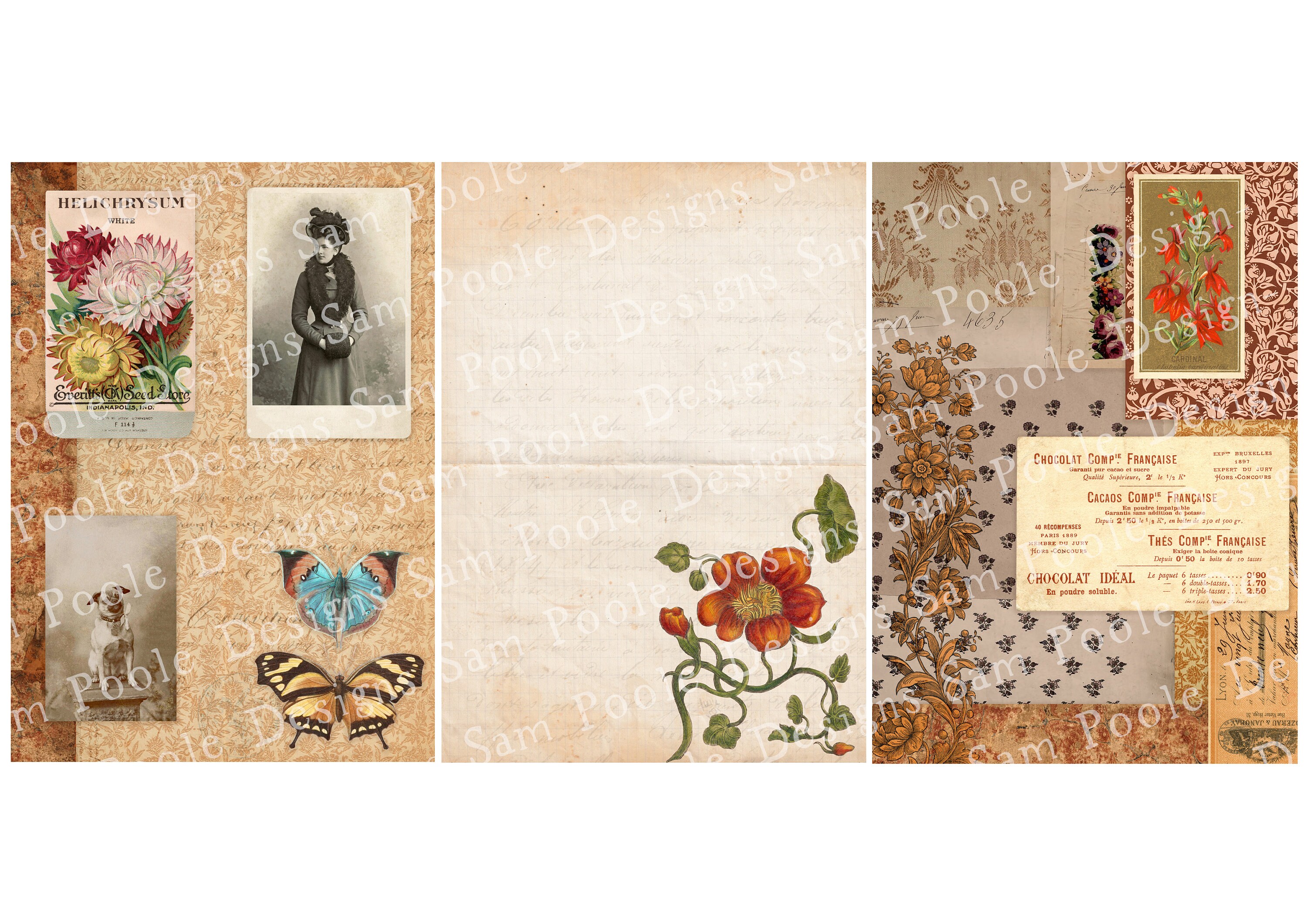 Golden Brown Autumn Vintage Junk Journal A4 Paper Collection - Digital ...