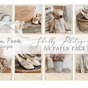 Photographies minables Shabby Chic Junk Journal A4 Paper Collection - Téléchargement numérique - Papiers vintage - Imprimables pour la journalisation et l'art