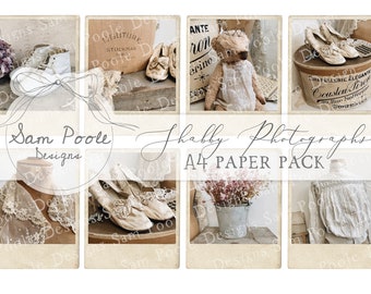 Shabby Photographs Shabby Chic Junk Journal A4 Paper Collection - Digital Download - Vintage Papers - Printables for Journaling and Art
