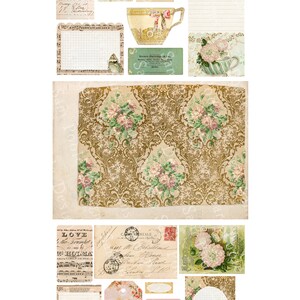 Floral Tea Kit Vintage Junk Journal A4 Paper Collection - Digital ...