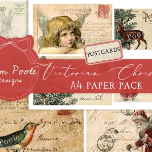 Viktorianische Weihnachts Postkarten - Junk Journal - Digitaler Download - Vintage Ephemera - Printables für Journaling und Kunst