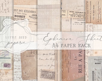 Papier éphémère vintage - Impressions de journalisation A4 (téléchargement numérique)