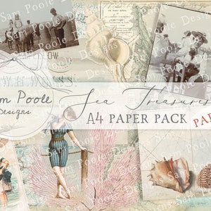 Sea Treasures DEEL 2 Junk Journal A4-papiercollectie - digitale download - nautische papieren - afdrukbare items voor journaling en kunst