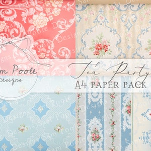 Tea Party Wallpaper Kit Vintage Junk Journal A4 Paper Collection - Digital Download - Vintage Papers - Printables - Journaling and Art