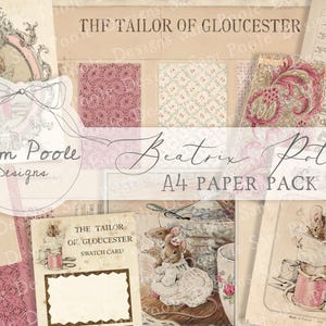 The Tailor of Gloucester - Beatrix Potter Junk Journal A4-papiercollectie - Digitale download - Vintage Papers - Printables voor journaling