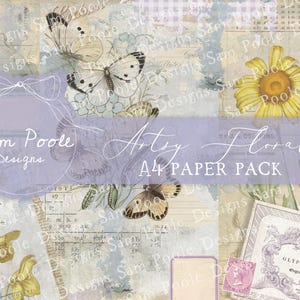 Artsy Floral Vintage Junk Journal A4-papiercollectie - Digitale download - Vintage Papers - Printables voor journaling en kunst