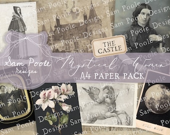 The Castle - Mystical Women Junk Journal A4 Paper Collection - Digital Download - Halloween Papers - Printables for Journaling and Art