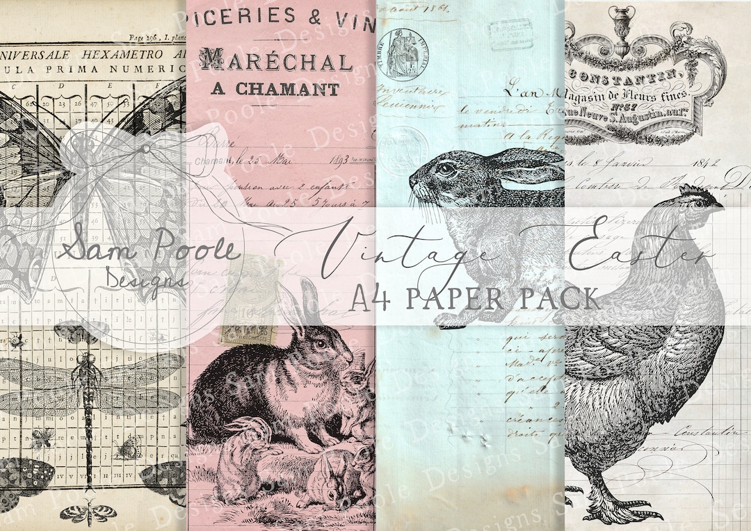 Vintage Easter Junk Journal A4 Paper Collection - Digital Download ...