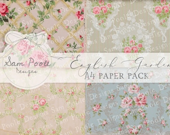 English Garden Wallpaper Kit Vintage Junk Journal A4 Paper