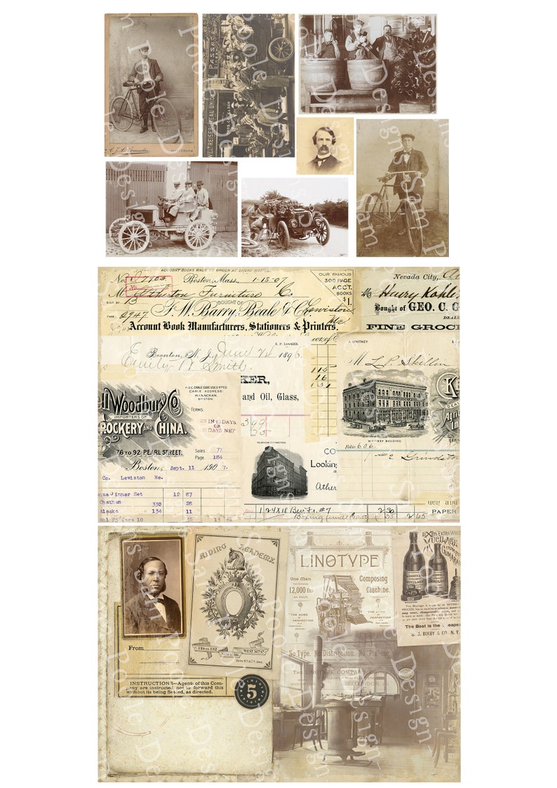 Heren uit het verleden Vintage Junk Journal A4 Paper Collection Digitale Download Vintage Papers Printables voor journaling en kunst afbeelding 5