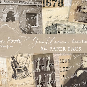 Heren uit het verleden Vintage Junk Journal A4-papiercollectie - digitale download - vintage papers - afdrukbare items voor journaling en kunst