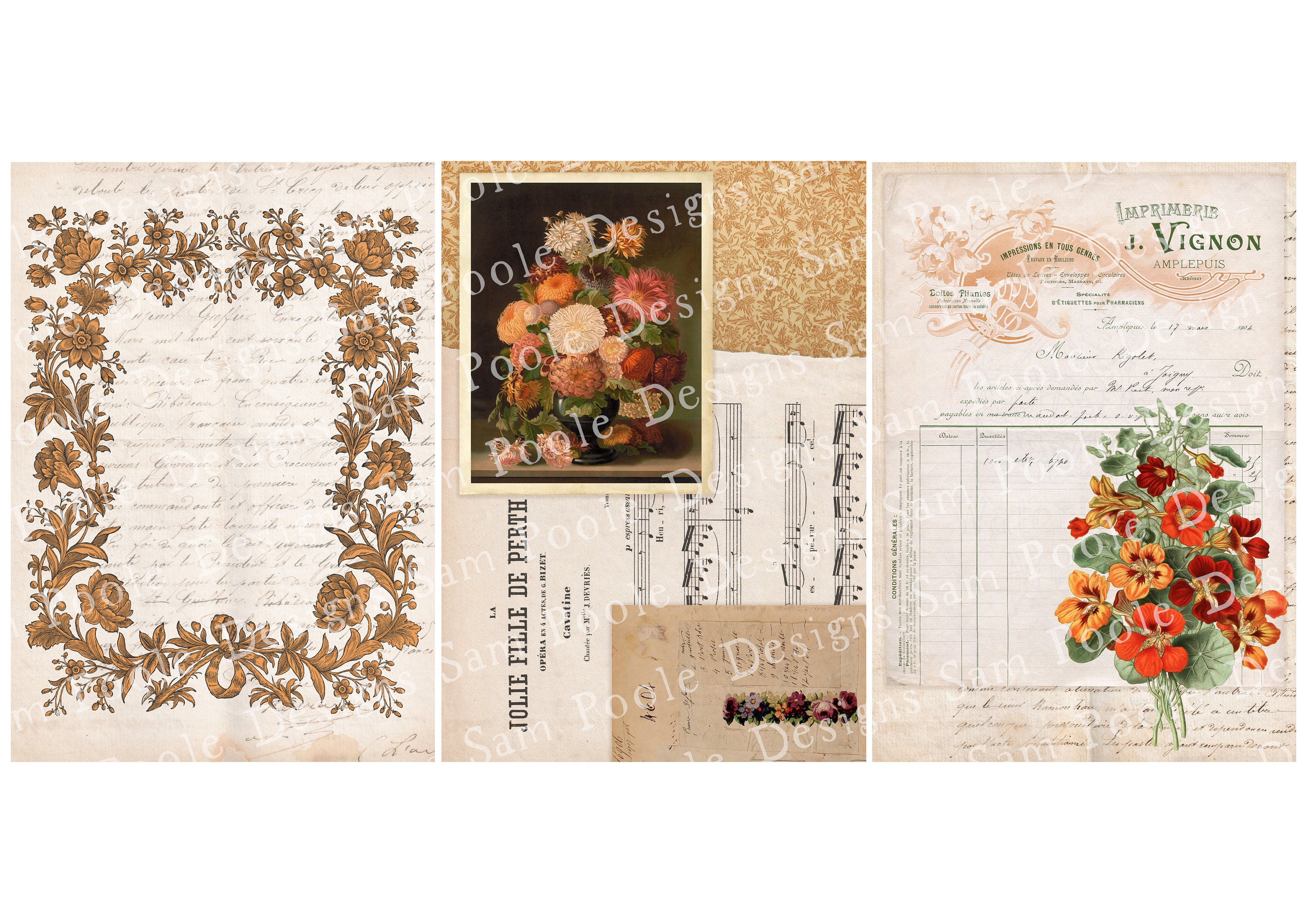 Golden Brown Autumn Vintage Junk Journal A4 Paper Collection - Digital ...
