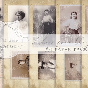 Vintage 'Ladies from the past' A4  Paper Collection - Digital Download - Vintage Papers - Printables for Journaling and Art