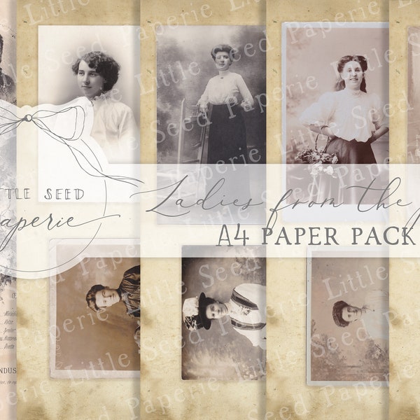 Vintage 'Ladies from the past' A4  Paper Collection - Digital Download - Vintage Papers - Printables for Journaling and Art